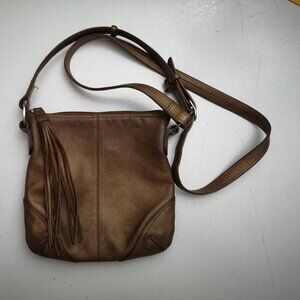ILI Genuine Leather Ladies Brown Color Lined Zipper Closure Crossbody Bag